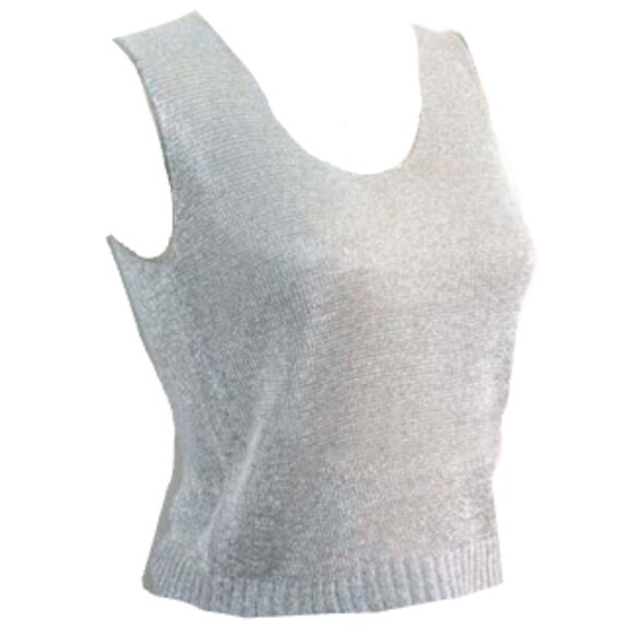 Women's SPANNER Sparkly Silver Knit Tank Top - Picture 4 of 6